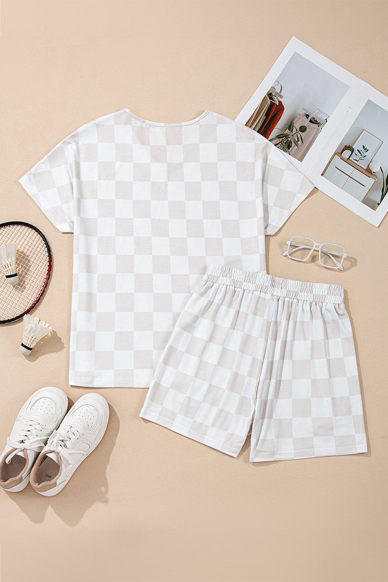 Basic Checkered Tee & Shorts Set