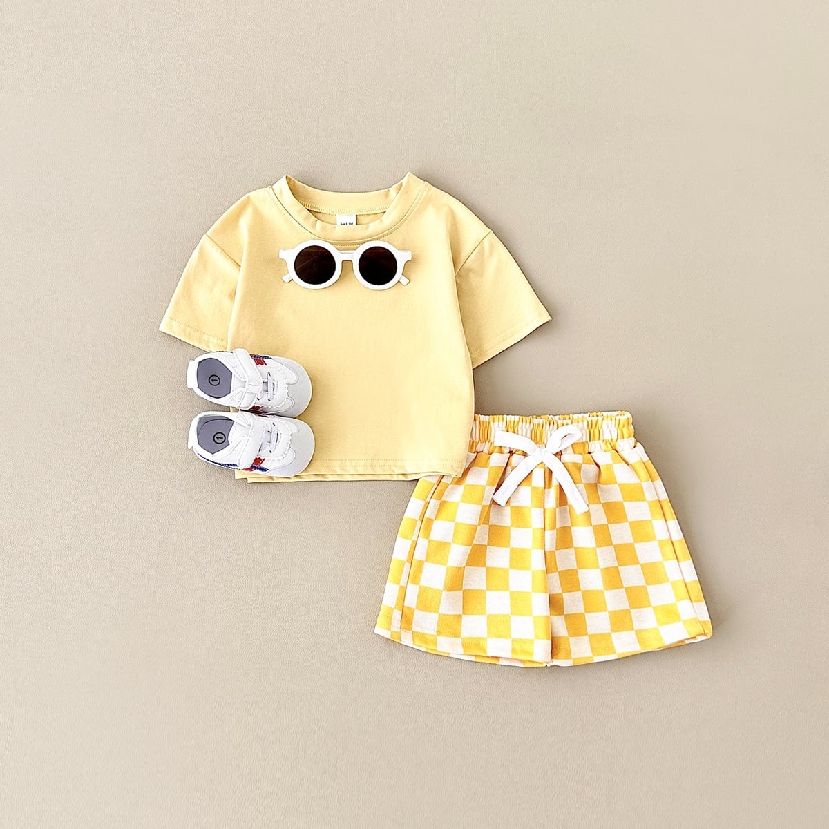Custom Tee & Checkered Shorts Set