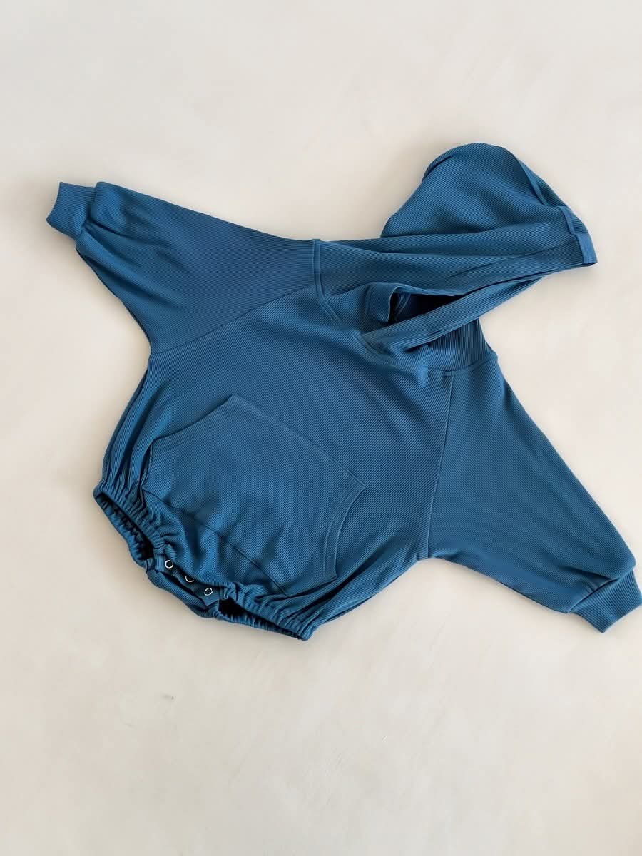 Ribbed Hooded Romper
