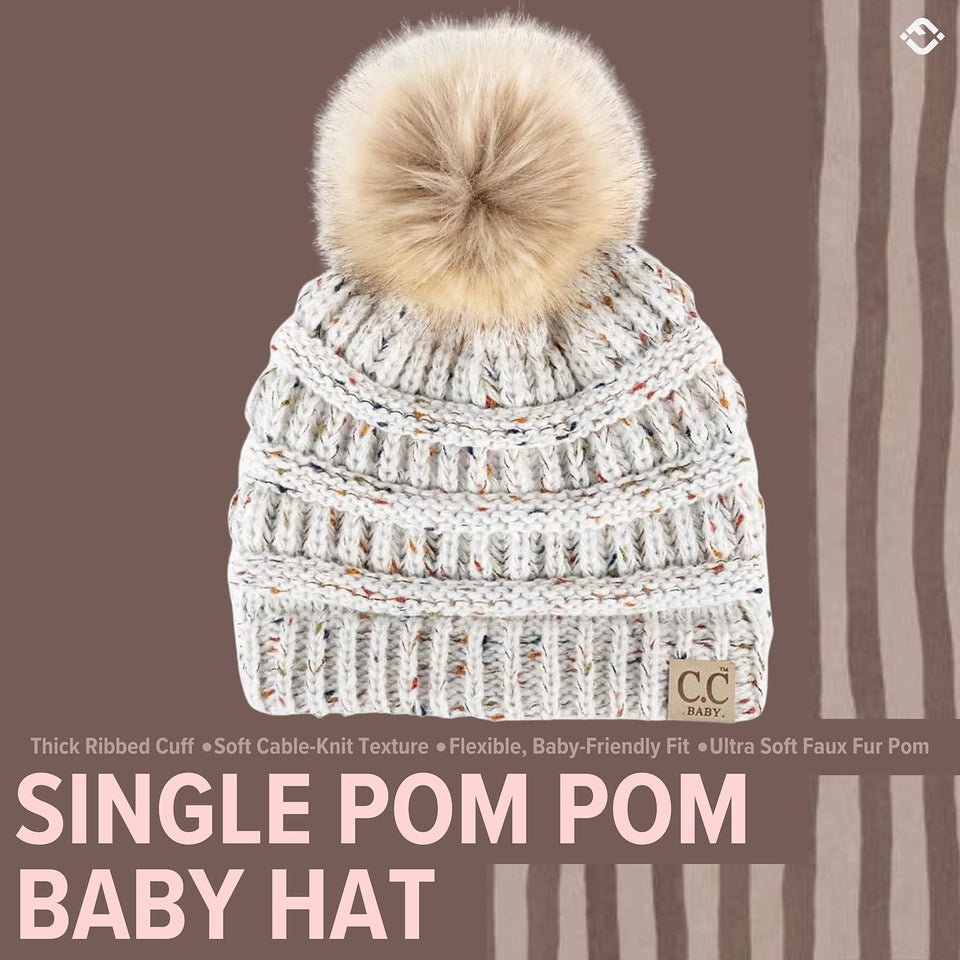 Infant Woven Pom Beanie - Ivory Confetti