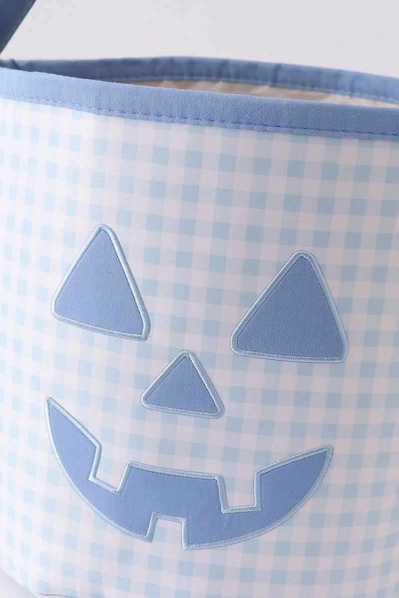 Blue Pumpkin Appliqué Gingham Basket