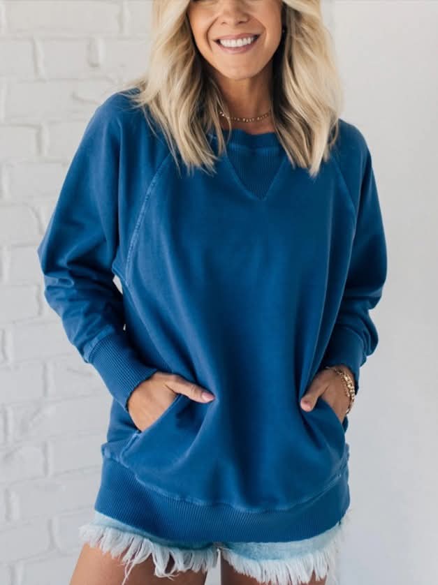 Ladies Pocket Crewneck