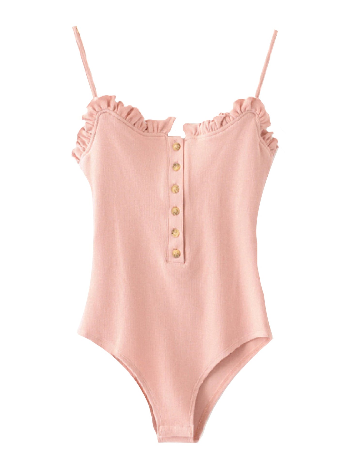 Pink Ribbed Button Up Bodysuit