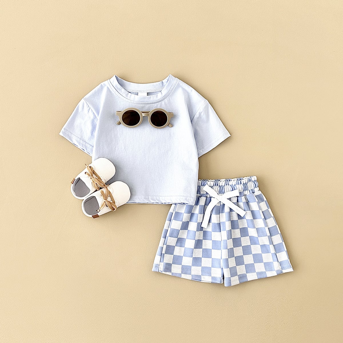 Custom Tee & Checkered Shorts Set