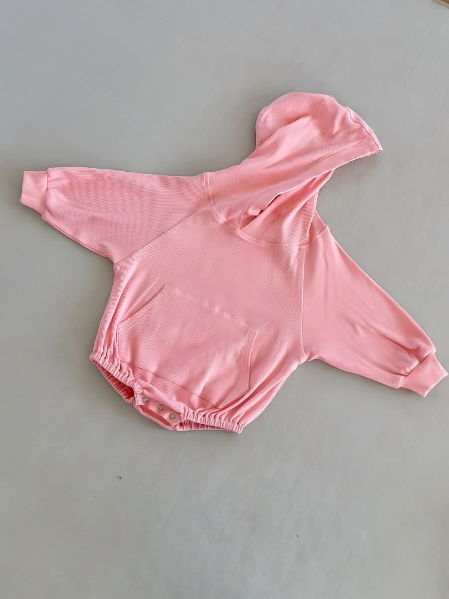 Ribbed Hooded Romper
