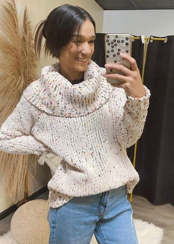 Confetti Cowl Neck Sweater