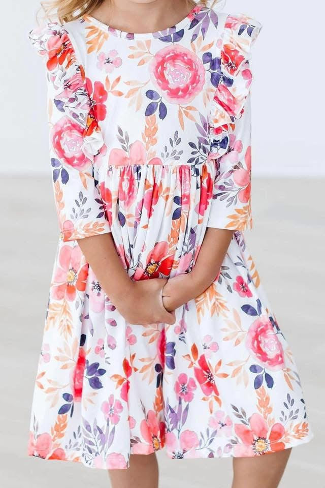 Fall Floral Twirl Dress