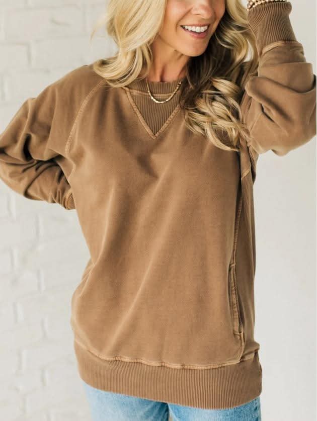 Ladies Pocket Crewneck