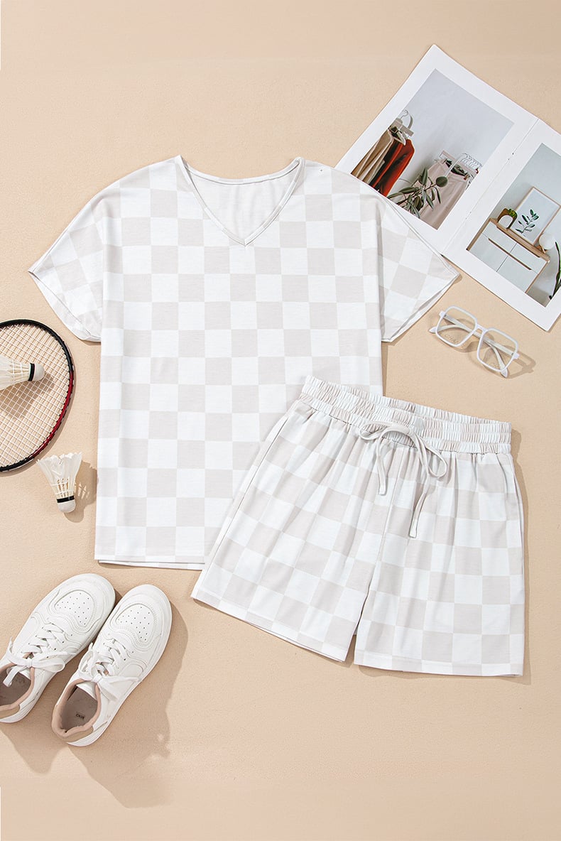 Basic Checkered Tee & Shorts Set
