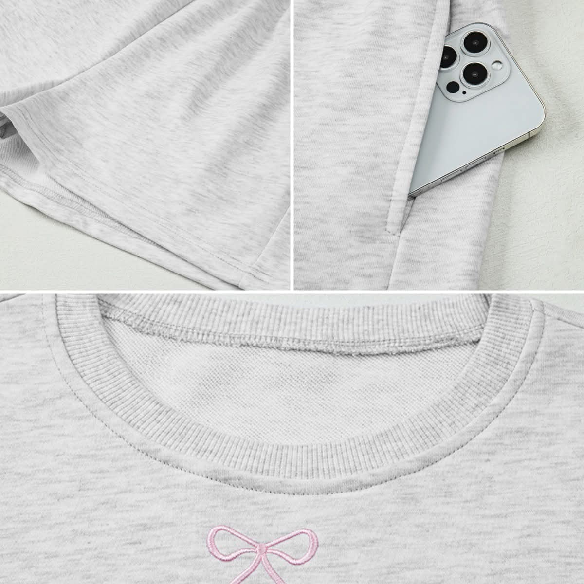 Embroidered Bow Sweatshirt & Shorts