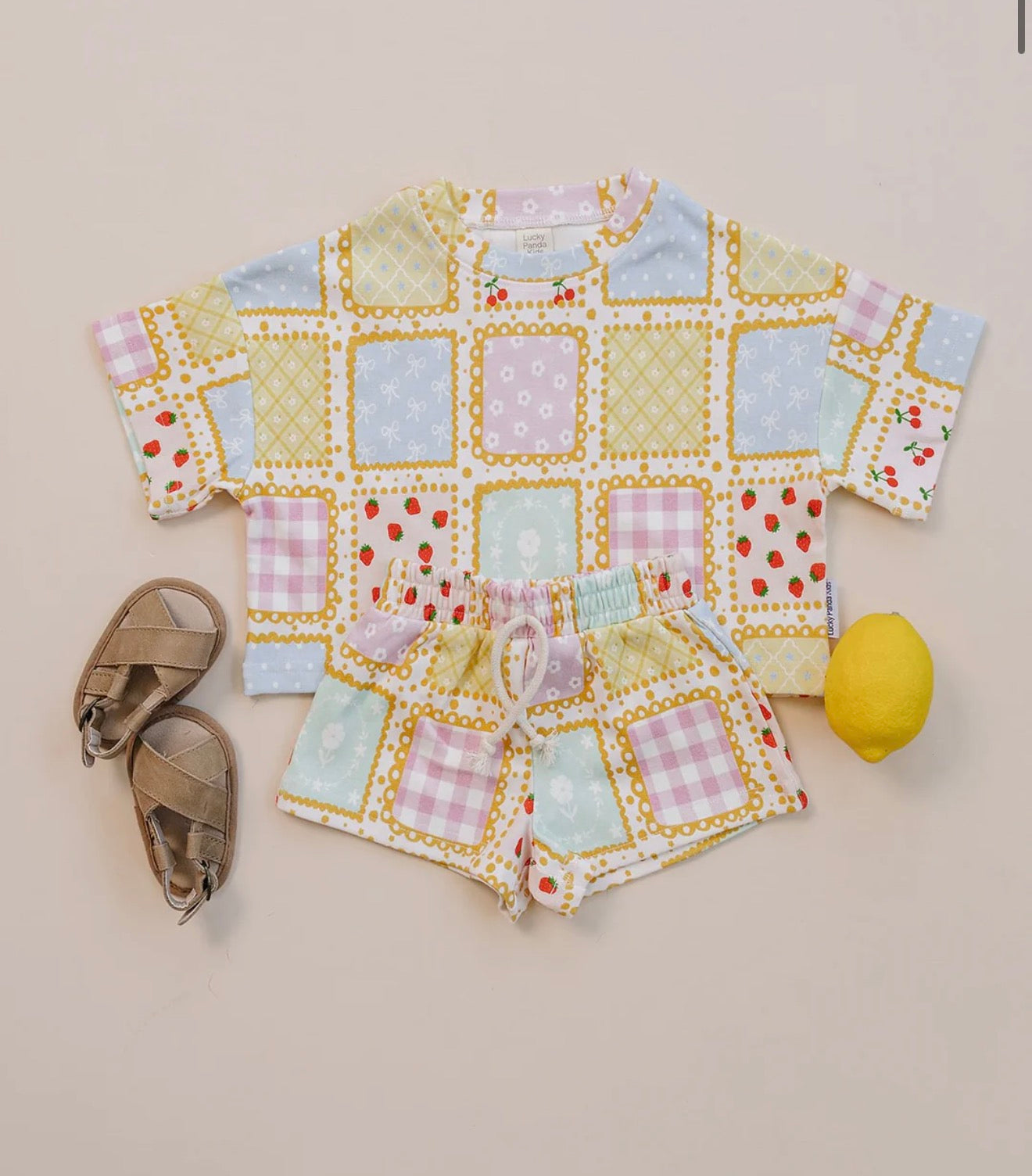 Sweet Patchwork Shorts Set