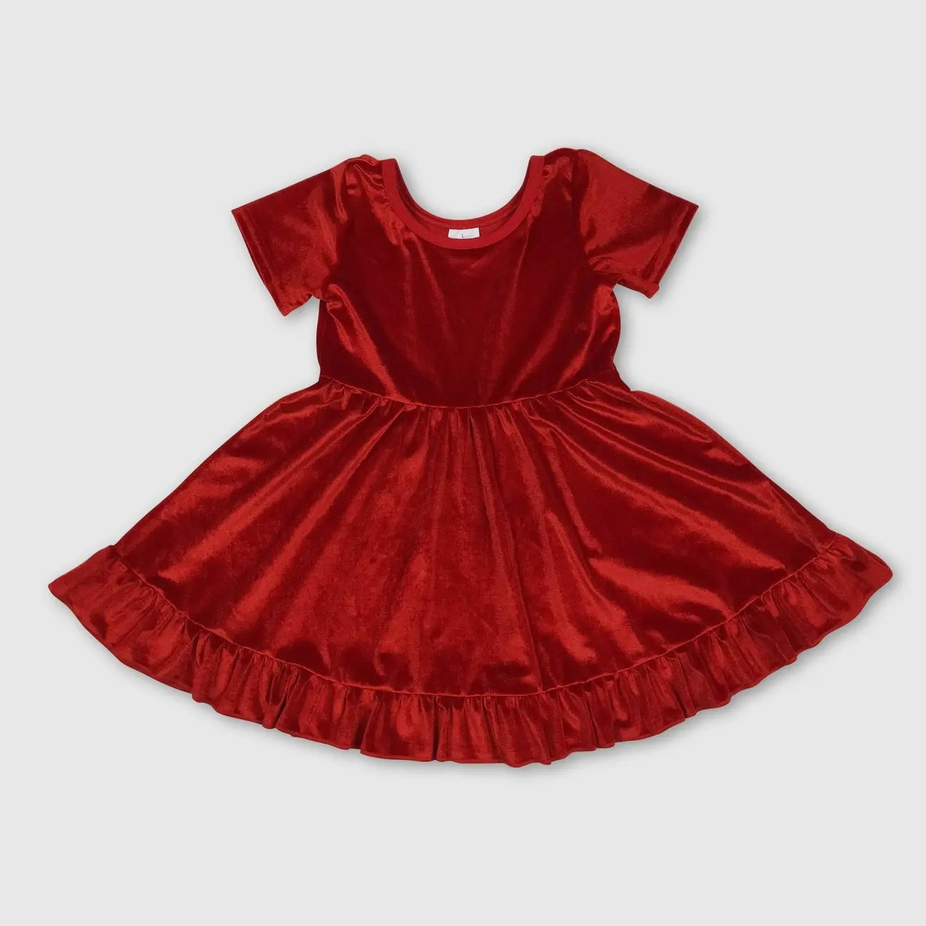 Red Velvet Short Sleeve Dress