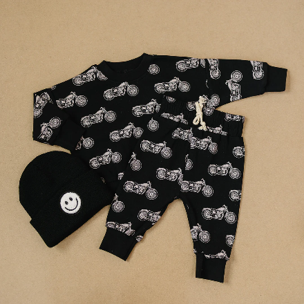 Black Motorcycle Jogger Set
