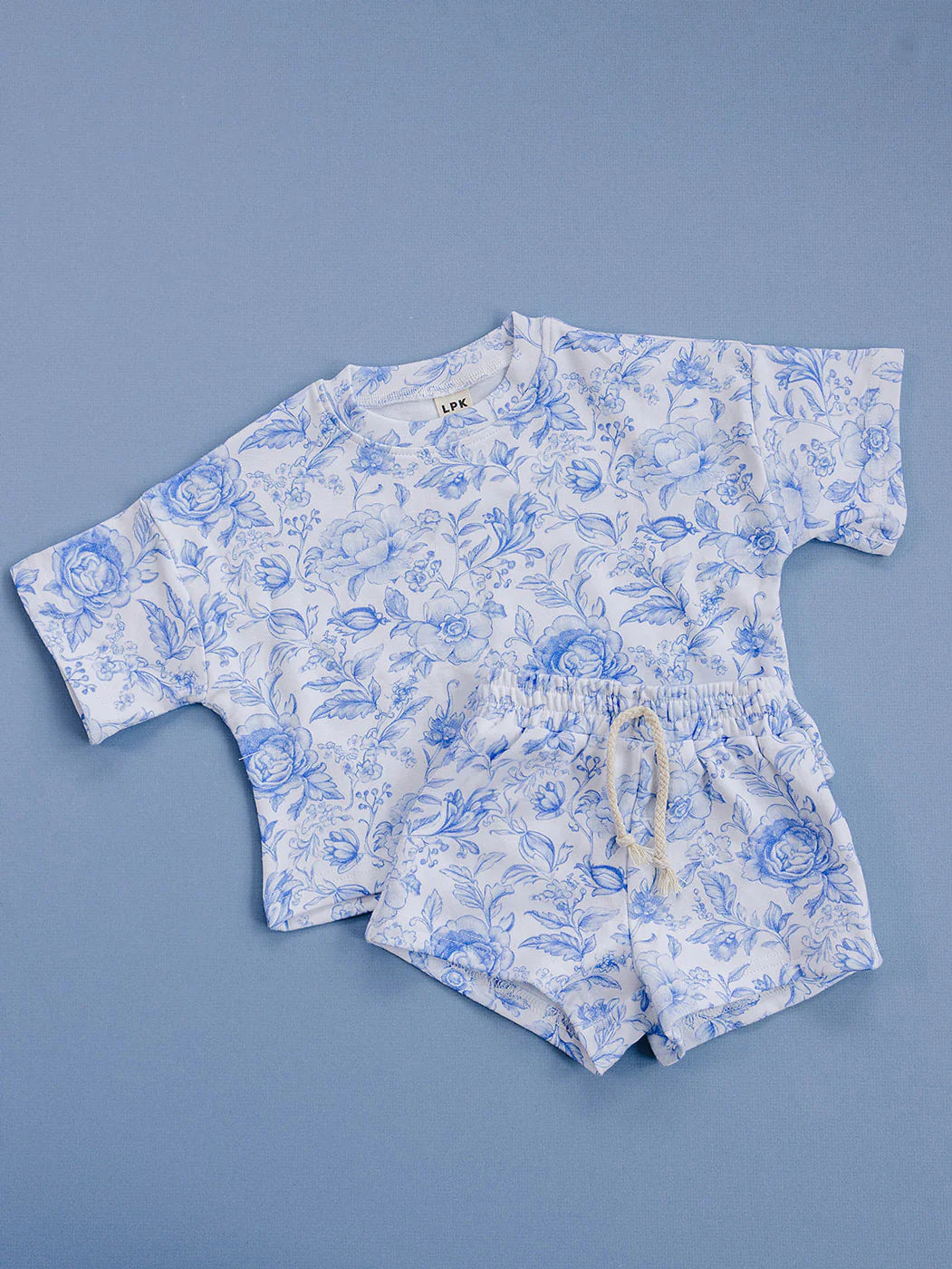 Blue Flowers Shorts Set