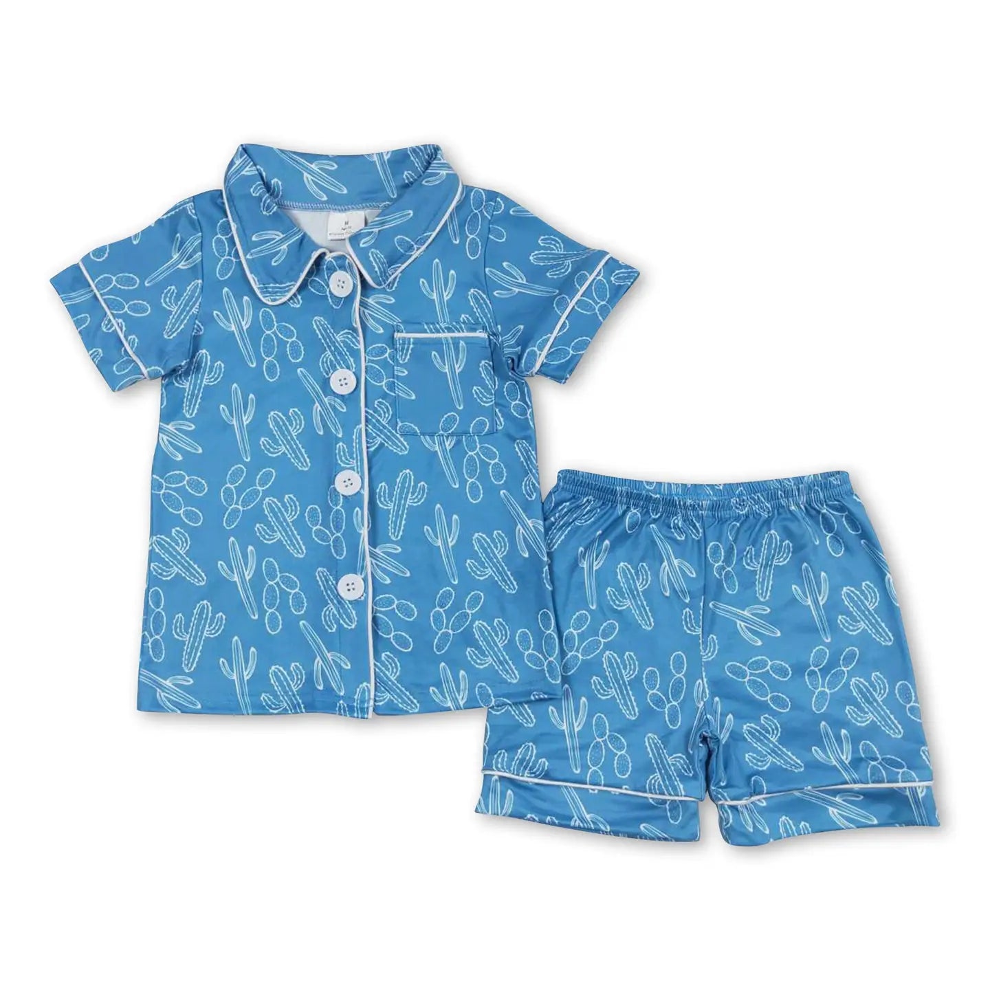 Blue Cactus Button Down PJs