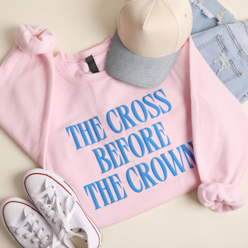 The Cross Before the Crown Puff Print Crewneck