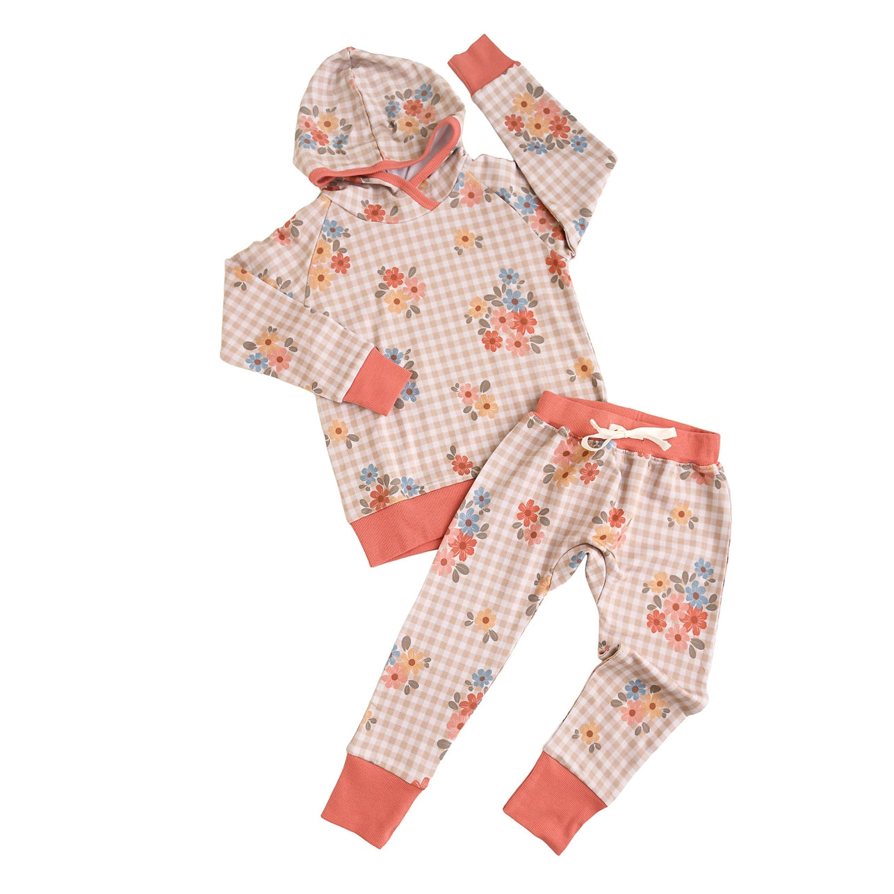 Callie Gingham Floral Hooded Sweatsuit Set