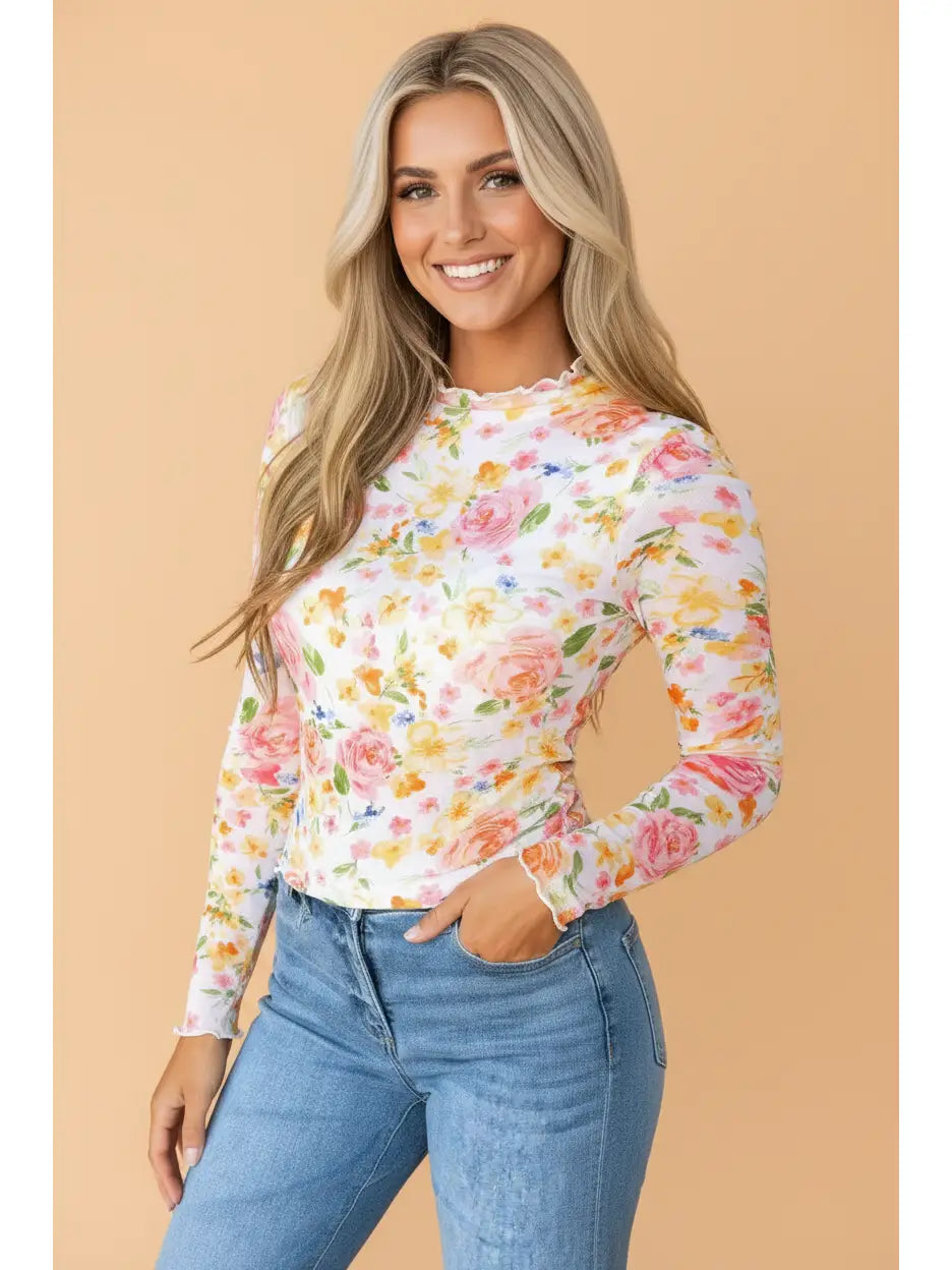 Floral Mesh Top
