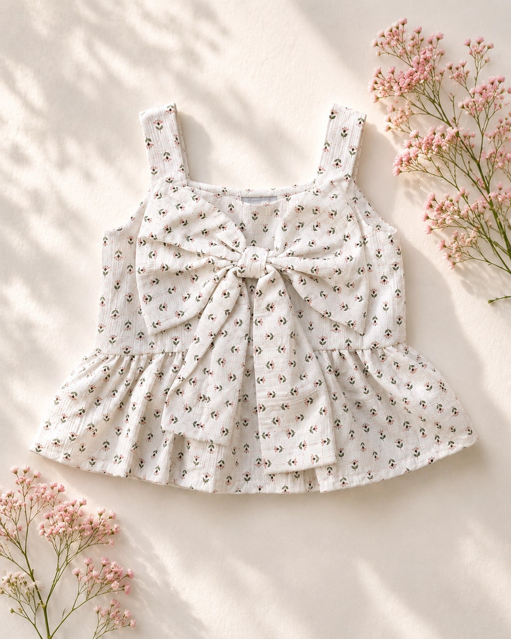 Cottage Rose Bow Front Top