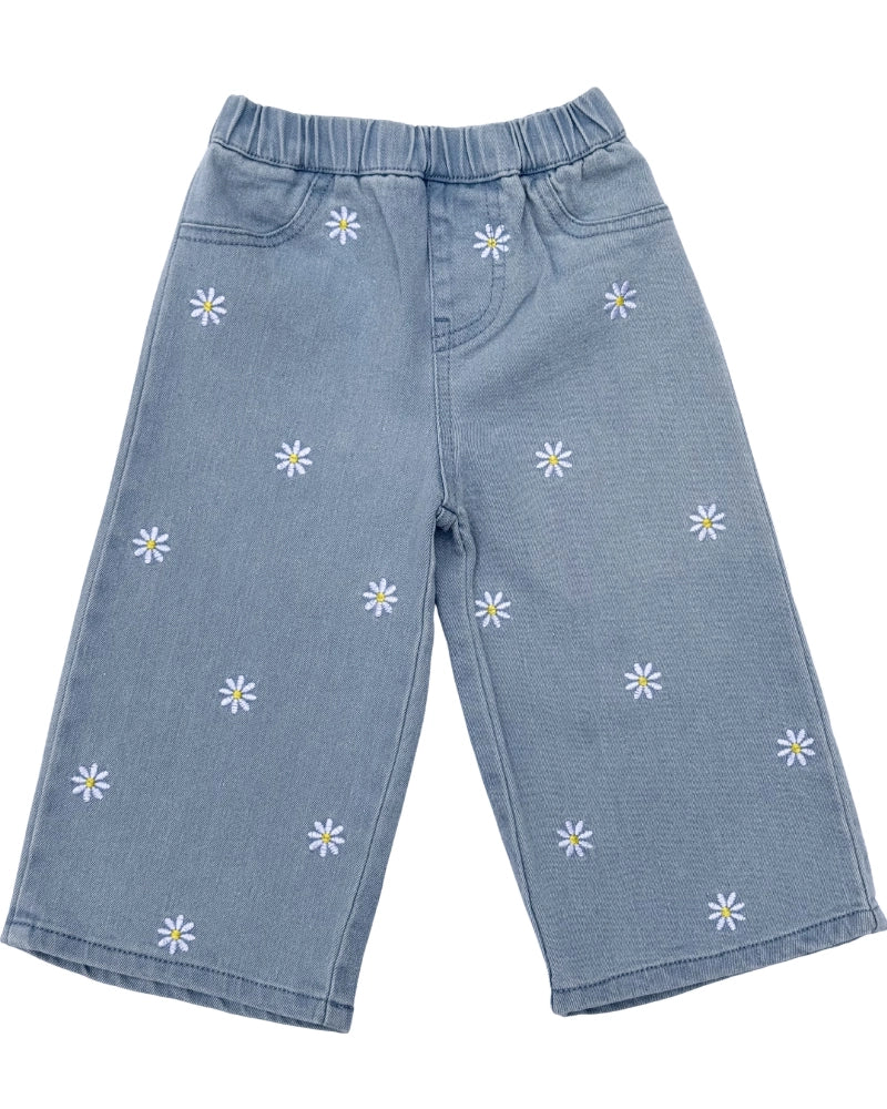 Daisy Wide Leg Embroidered Jean