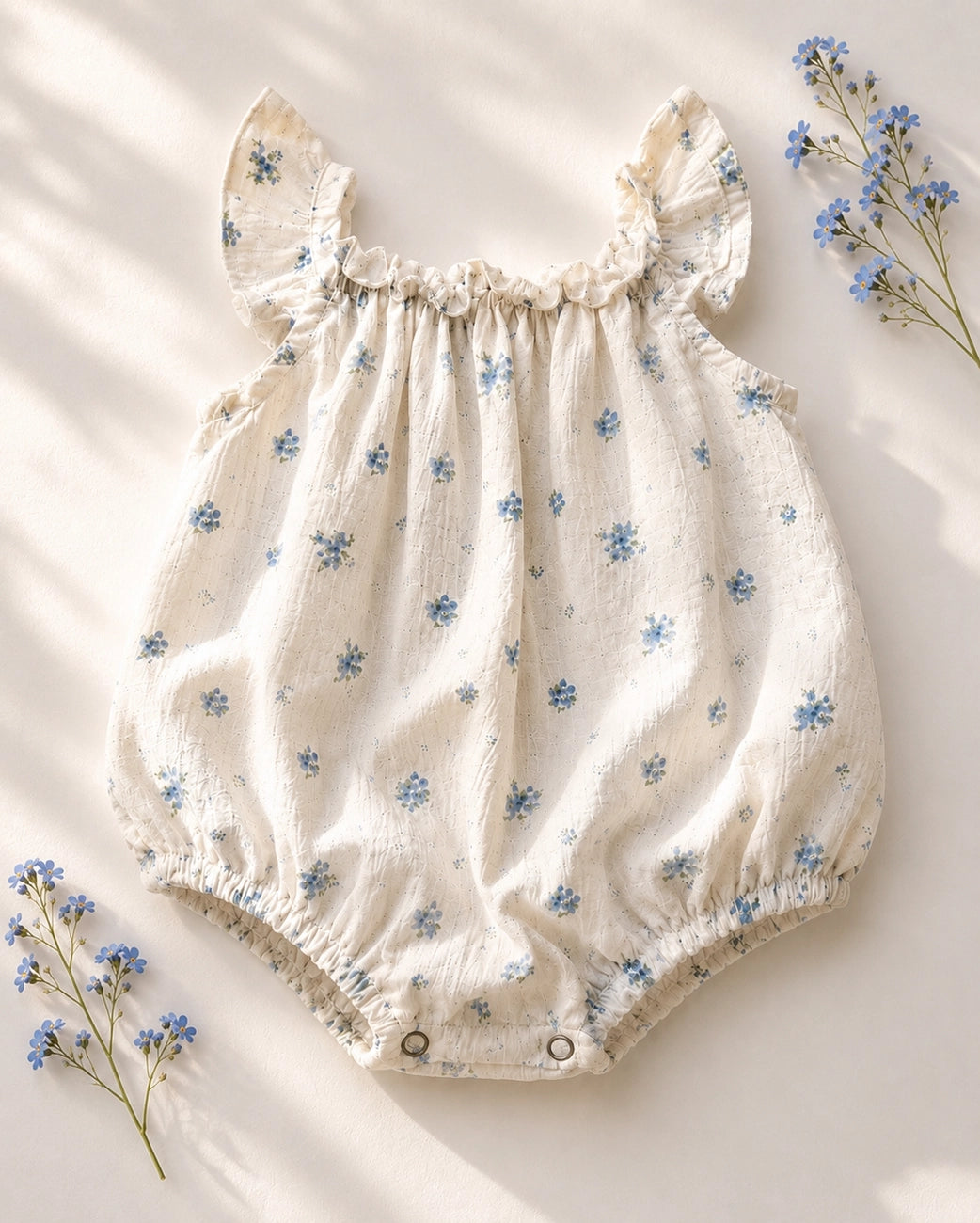 Blue Patina Flutter Sleeve Bubble Romper