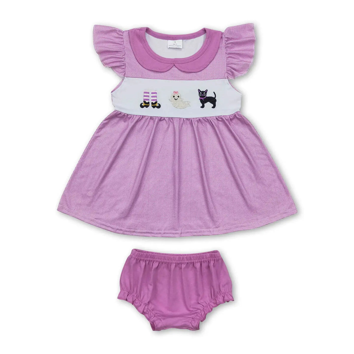 Purple Gingham Cat Tunic & Bummies