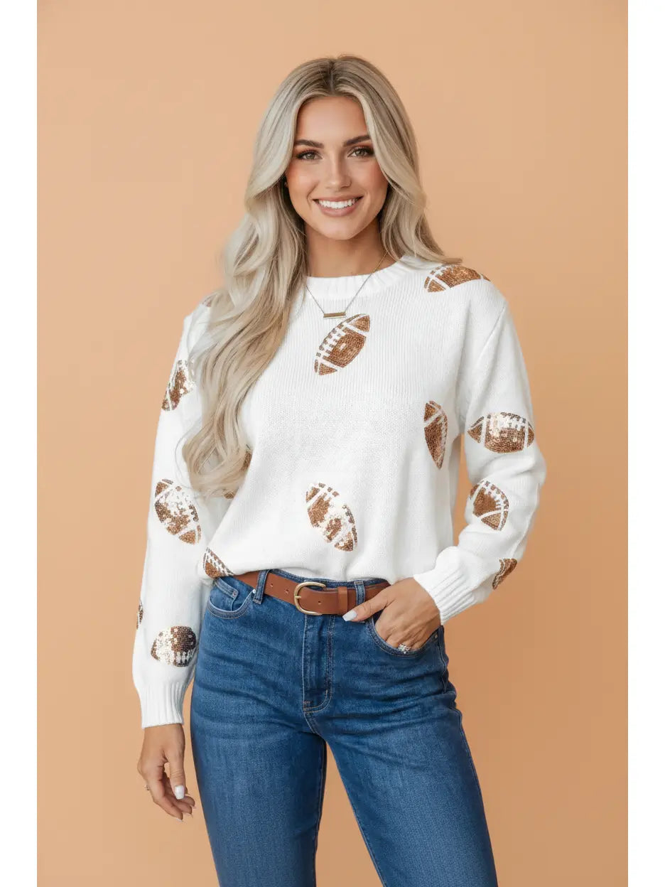 Sequin Football Long Sleeve Top