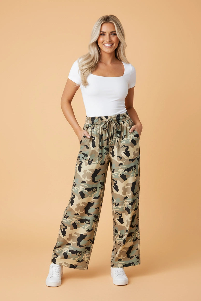 Camo Wide Leg Pants