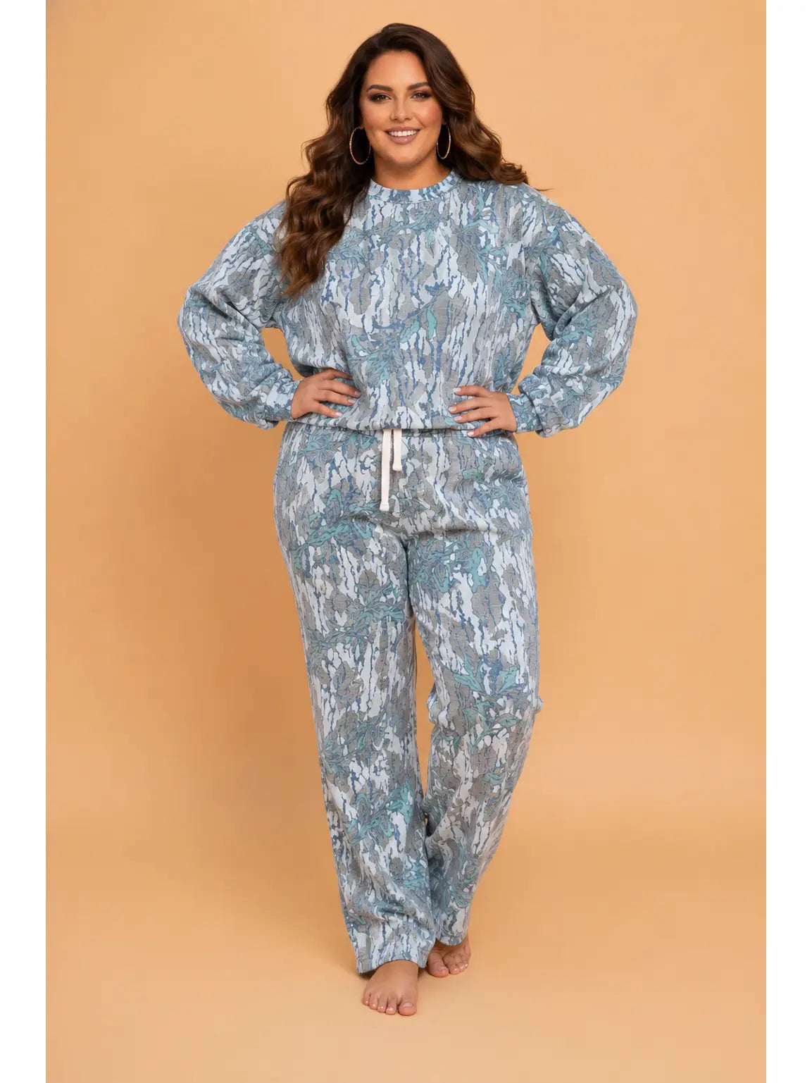 Tree Camo Top & Pants Set - Curvy