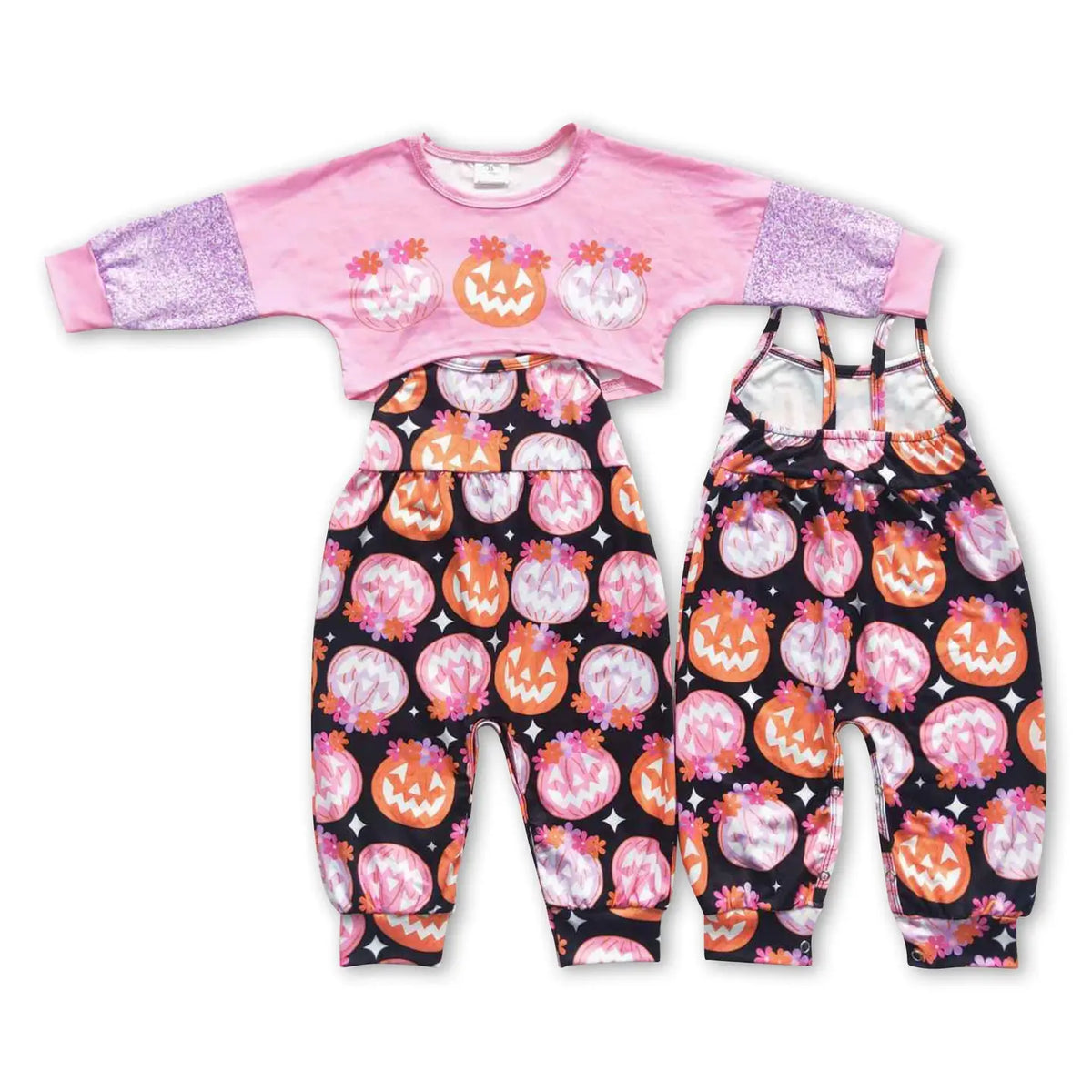 Floral Pumpkin Jumpsuit & Honey Top Set