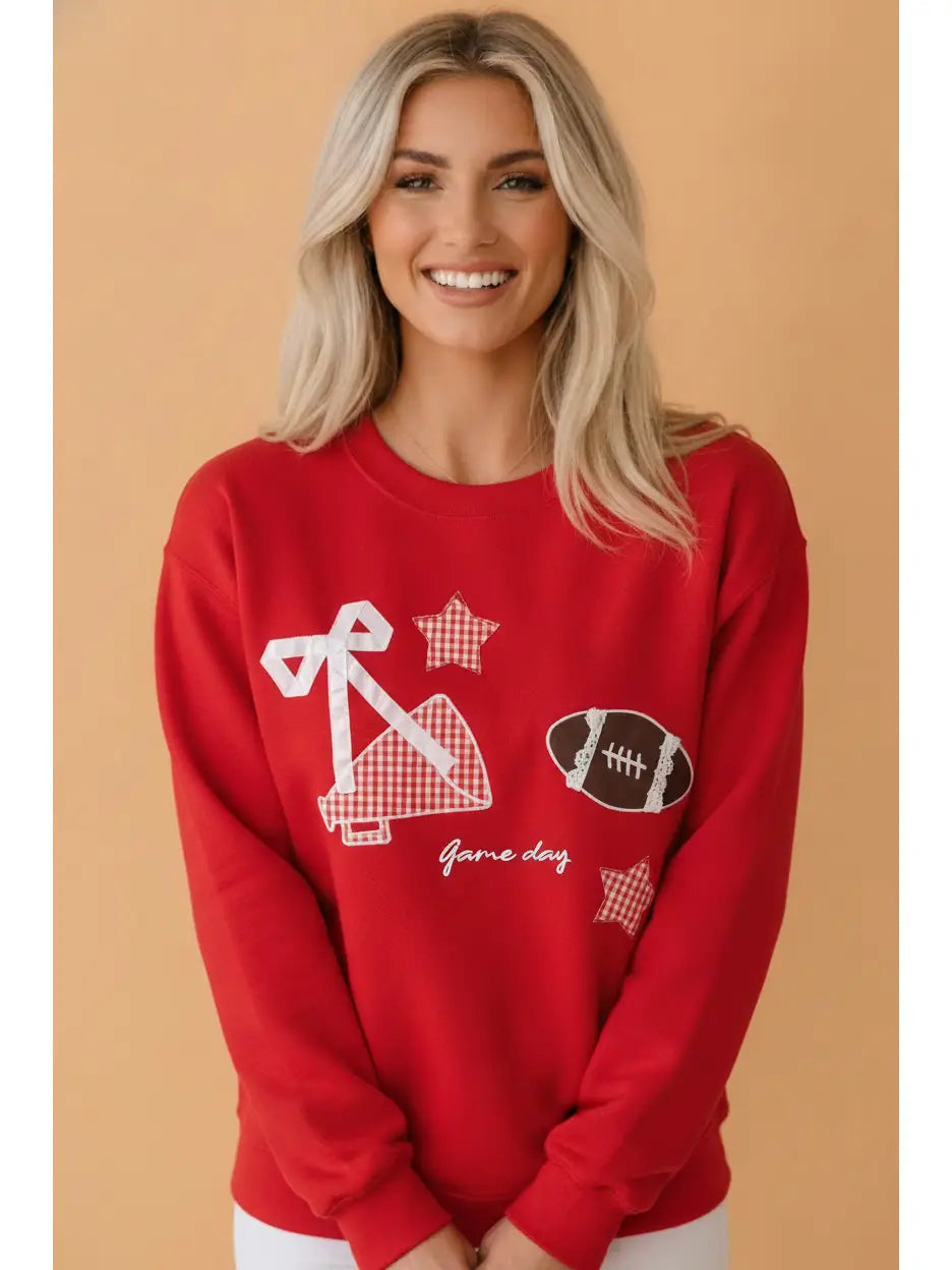 Gingham Patch Red Game Day Sweatshirt