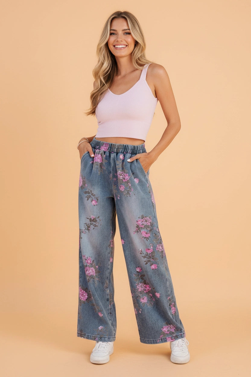 Peony Denim Straight Leg