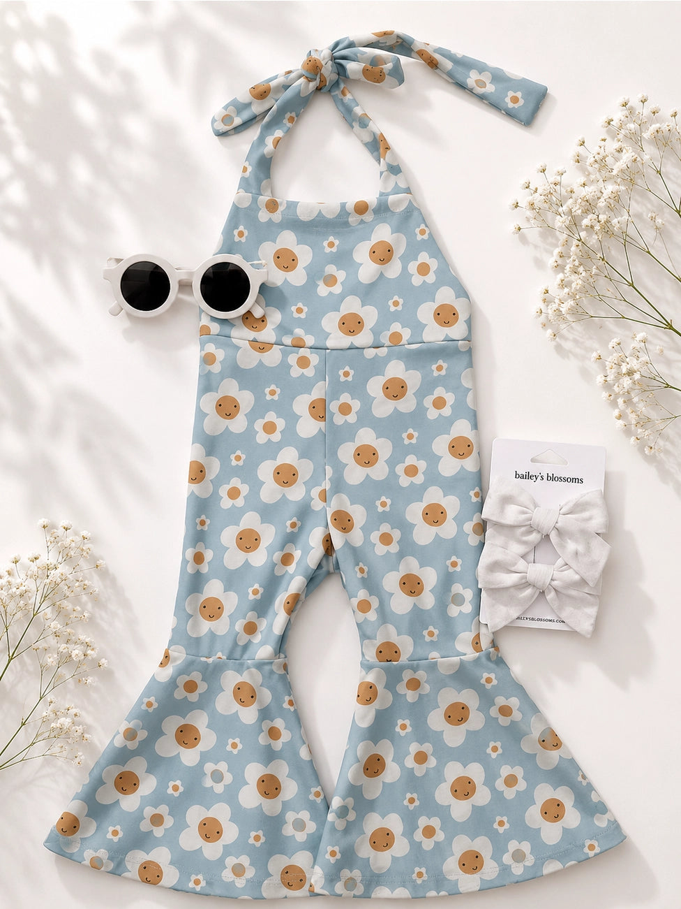 Happy Daisy Pleated Bell Bottom Jumpsuit