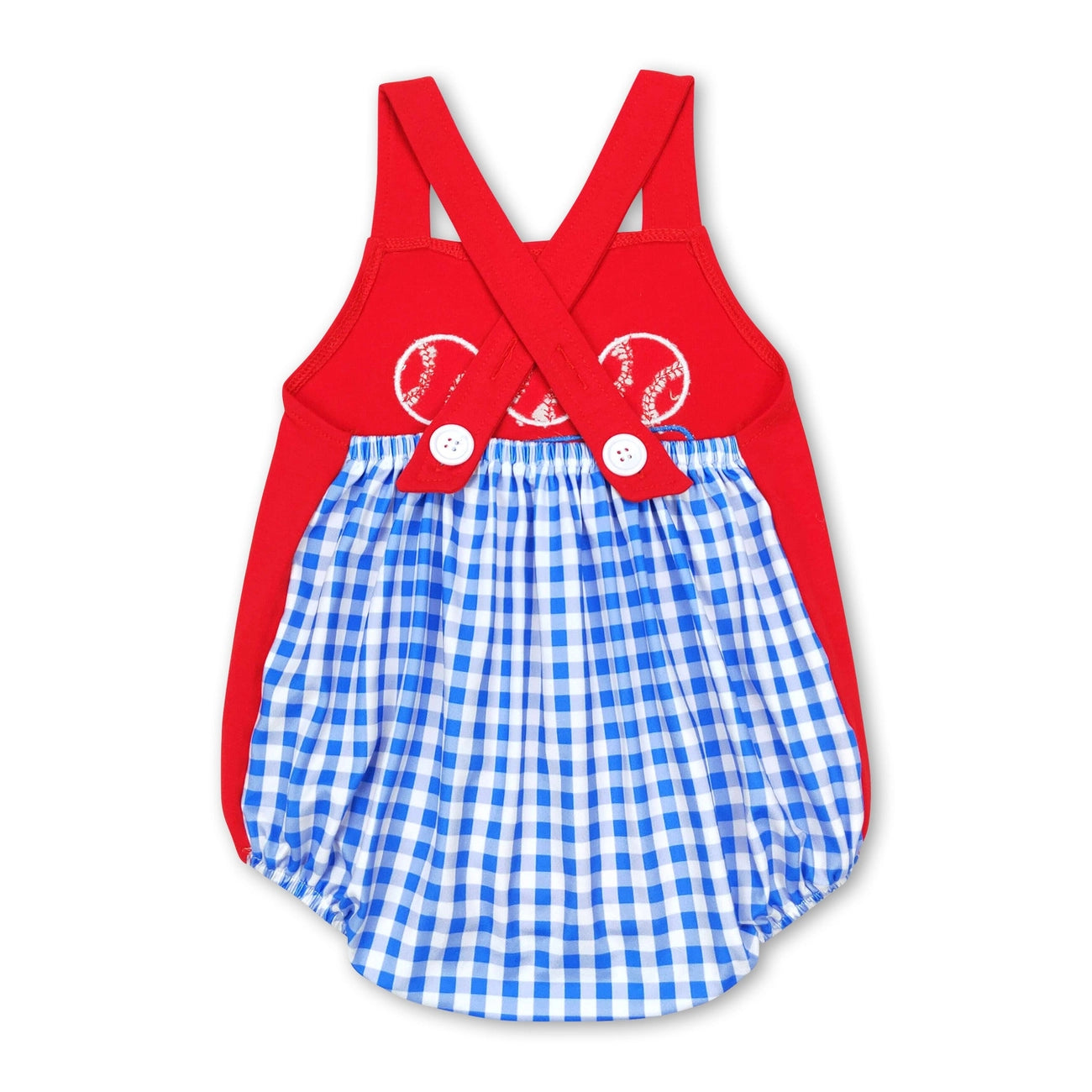 Blue Gingham Applique Romper
