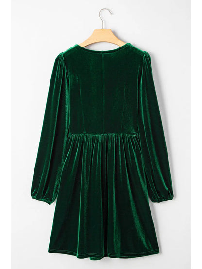 Rhinestone Bow Velvet High Waist Mini Dress