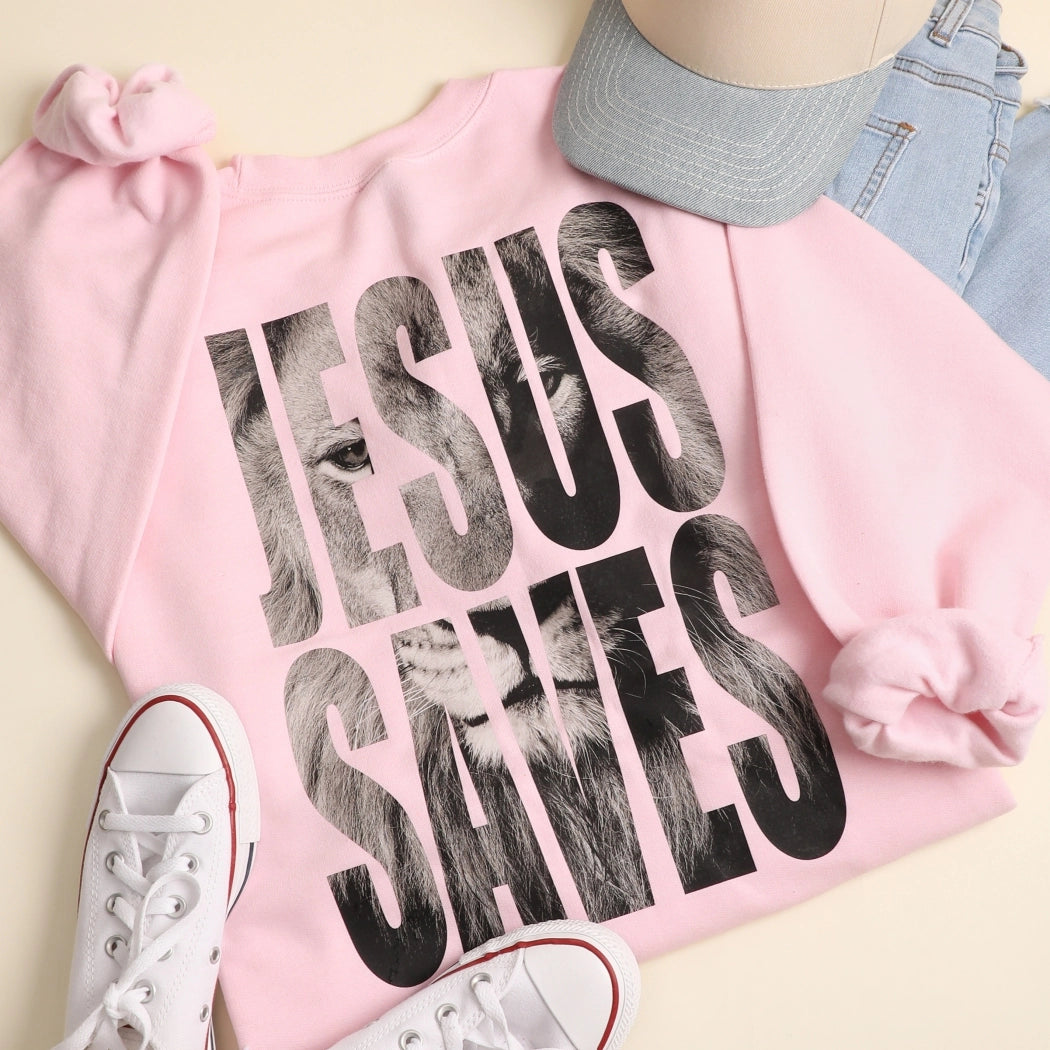 Jesus Saves Lion Crewneck