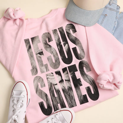 Jesus Saves Lion Crewneck