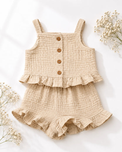 Toasted Oat Button Front Two-Piece Set