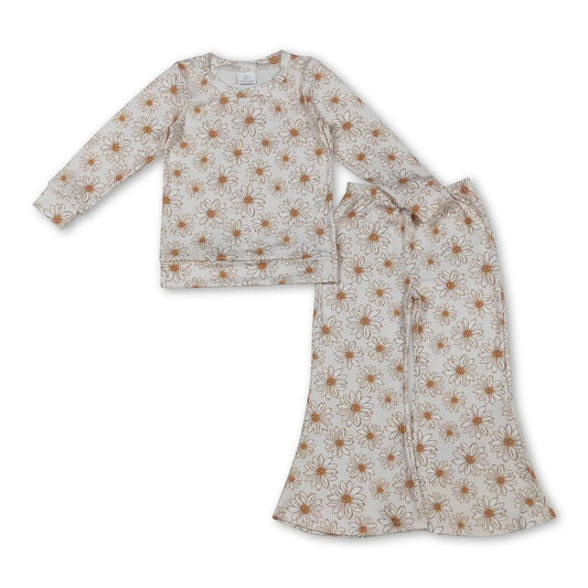 Neutral Daisies Long Sleeve & Flare Set