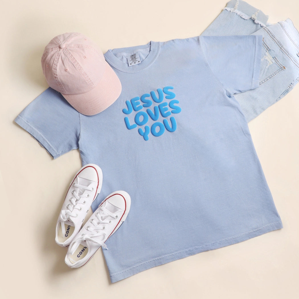 Jesus Loves You Puff Print T-Shirt