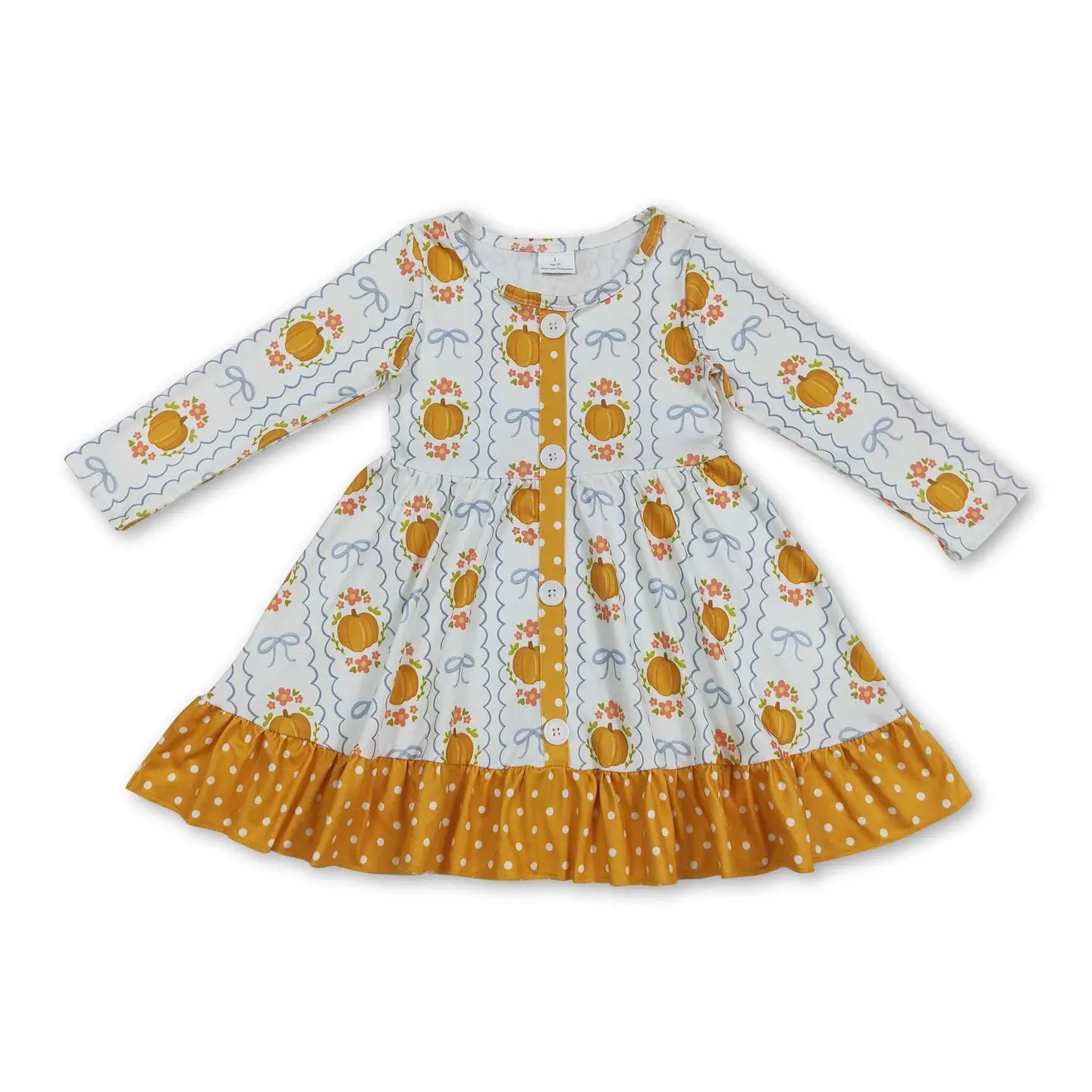Pumpkins & Bows Button Dress