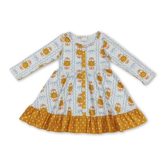 Pumpkins & Bows Button Dress