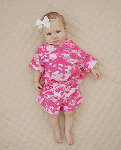 Pink Leopard Camo Shorts Set