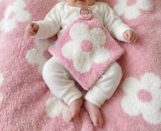 Pink Daisy Double-sided Plush Lovey