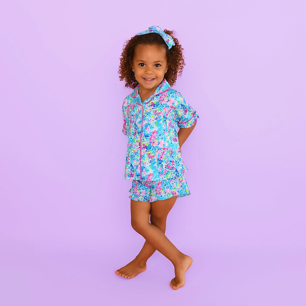 Ella Bamboo - Button-up Ruffle Short PJs