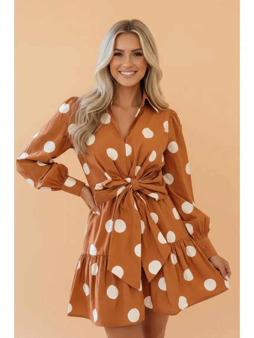 Polka Dot Tie Waist Dress