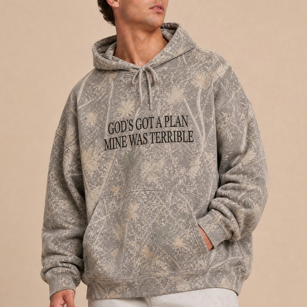God's Got A Plan Embroidered Camo Hoodie