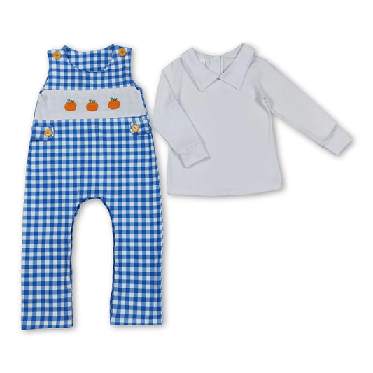 Blue Gingham Overalls & Top