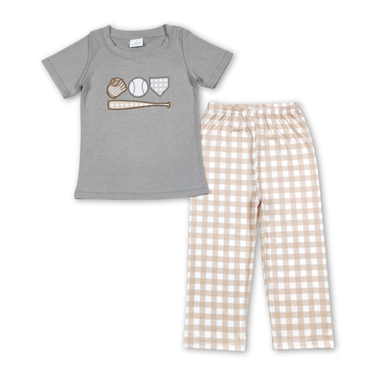 Grey Gingham Pant Set