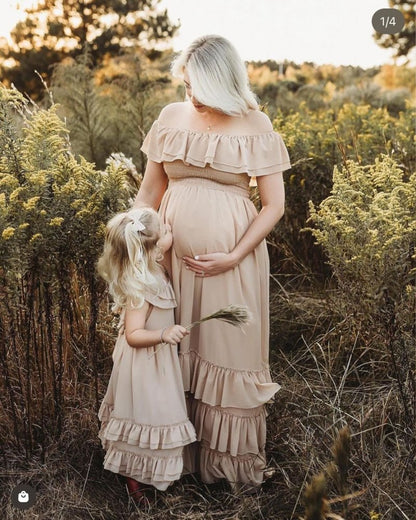 Champagne Ruffle Maxi Dress